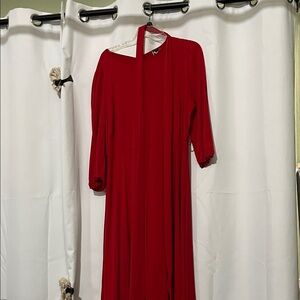 Elegant Red Women's Dress with tie belt